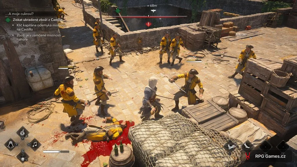 Black Flag Resynced — české UI questu Získat ukradené zboží z Castillo