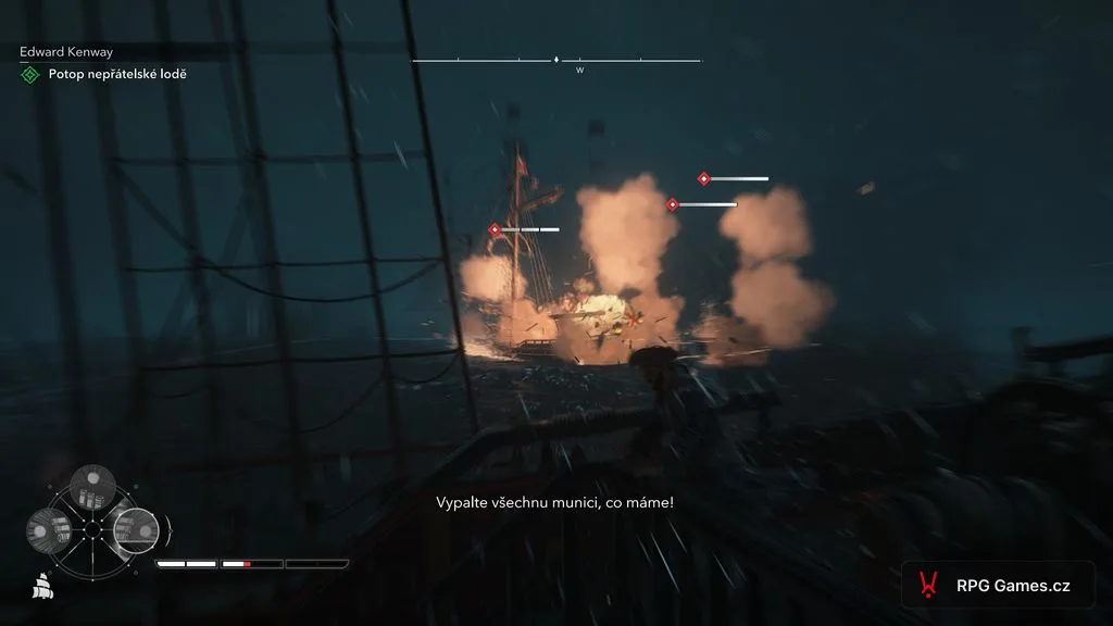 Black Flag Resynced — námořní bitva v bouři, Edward Kenway na palubě Jackdaw