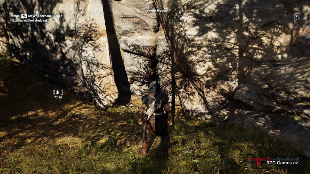 Vstup do Jeskyně Myson u Héfaistovy dílny — puklina ve skále, Assassin's Creed Odyssey