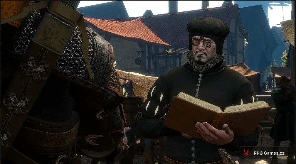 Quest Přichází výběrčí daní ve hře Zaklínač 3 — Walthemor Mitty na tržišti v Oxenfurtu