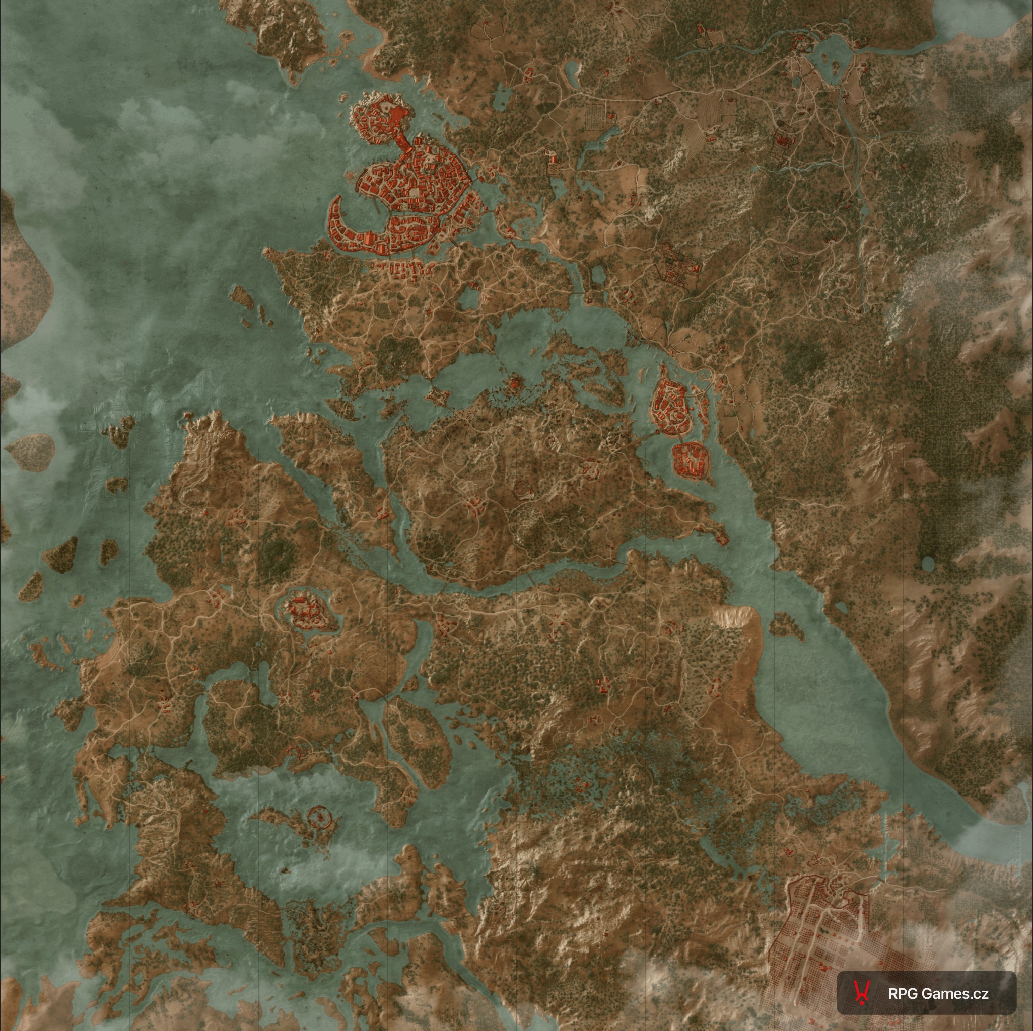 Mapa Velen a Novigrad